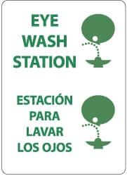 NMC - "Eye Wash Station", 14" Long x 10" Wide, Rigid Plastic Safety Sign - Rectangle, 0.05" Thick, Use for First Aid - Americas Industrial Supply