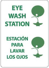 NMC - "Eye Wash Station", 14" Long x 10" Wide, Pressure-Sensitive Vinyl Safety Sign - Rectangle, 0.004" Thick, Use for First Aid - Americas Industrial Supply