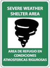 NMC - "Severe Weather Shelter Area", 14" Long x 10" Wide, Aluminum Safety Sign - Rectangle, 0.04" Thick, Use for Accident Prevention - Americas Industrial Supply