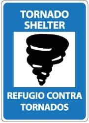 NMC - "Tornado Shelter", 14" Long x 10" Wide, Pressure-Sensitive Vinyl Safety Sign - Rectangle, 0.004" Thick, Use for Accident Prevention - Americas Industrial Supply