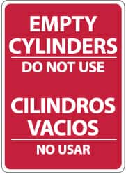 NMC - "Empty Cylinders - Do Not Use", 14" Long x 10" Wide, Aluminum Safety Sign - Rectangle, 0.04" Thick, Use for Accident Prevention - Americas Industrial Supply