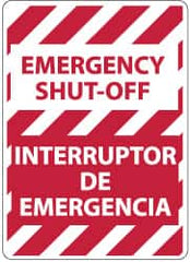 NMC - "Emergency Shut-Off", 14" Long x 10" Wide, Aluminum Safety Sign - Rectangle, 0.04" Thick, Use for Accident Prevention - Americas Industrial Supply