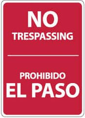NMC - "No Trespassing", 14" Long x 10" Wide, Aluminum Safety Sign - Rectangle, 0.04" Thick, Use for Security & Admittance - Americas Industrial Supply