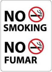 NMC - "No Smoking", 14" Long x 10" Wide, Pressure-Sensitive Vinyl Safety Sign - Rectangle, 0.004" Thick, Use for Smoking Regulations - Americas Industrial Supply