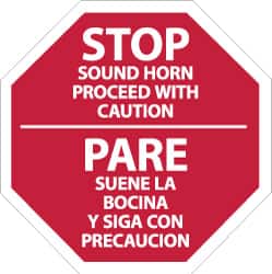 NMC - "Stop - Sound Horn - Proceed with Caution", 12" Wide x 12" High, Plastic Stop & Yield Signs - 0.05" Thick, White on Red, Octagon, Wall Mount - Americas Industrial Supply