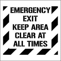 NMC - Emergency Exit - Keep Area Clear at All Times Stencil - 0.06 Inch Thick, Polyethylene, English - Americas Industrial Supply