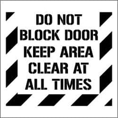 NMC - Do Not Block Door - Keep Area Clear at All Times Stencil - 0.06 Inch Thick, Polyethylene, English - Americas Industrial Supply