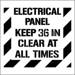 NMC - Electrical Panel - Keep 36 in Clear at All Times Stencil - 0.06 Inch Thick, Polyethylene, English - Americas Industrial Supply