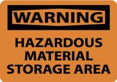 NMC - "Warning - Hazardous Material Storage Area", 7" Long x 10" Wide, Aluminum Safety Sign - Rectangle, 0.04" Thick, Use for Hazardous Materials - Americas Industrial Supply
