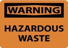 NMC - "Warning - Hazardous Waste", 10" Long x 14" Wide, Pressure-Sensitive Vinyl Safety Sign - Rectangle, 0.004" Thick, Use for Hazardous Materials - Americas Industrial Supply
