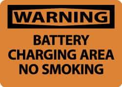 NMC - "Warning - Battery Charging Area - No Smoking", 10" Long x 14" Wide, Rigid Plastic Safety Sign - Rectangle, 0.05" Thick, Use for Accident Prevention - Americas Industrial Supply