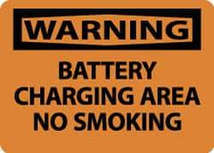 NMC - "Warning - Battery Charging Area - No Smoking", 10" Long x 14" Wide, Aluminum Safety Sign - Rectangle, 0.04" Thick, Use for Accident Prevention - Americas Industrial Supply