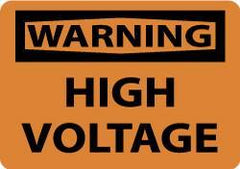 NMC - "Warning - High Voltage", 7" Long x 10" Wide, Aluminum Safety Sign - Rectangle, 0.04" Thick, Use for Accident Prevention - Americas Industrial Supply