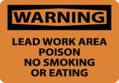NMC - "Warning - Lead Work Area Poison No Smoking or Eating", 10" Long x 14" Wide, Aluminum Safety Sign - Rectangle, 0.04" Thick, Use for Accident Prevention - Americas Industrial Supply