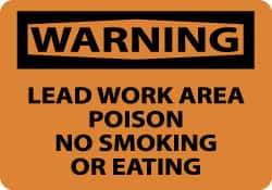 NMC - "Warning - Lead Work Area Poison No Smoking or Eating", 10" Long x 14" Wide, Rigid Plastic Safety Sign - Rectangle, 0.05" Thick, Use for Accident Prevention - Americas Industrial Supply