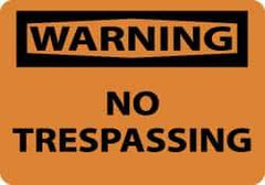 NMC - "Warning - No Trespassing", 7" Long x 10" Wide, Aluminum Safety Sign - Rectangle, 0.04" Thick, Use for Security & Admittance - Americas Industrial Supply