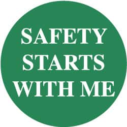 NMC - Safety Starts with Me, Hard Hat Label - White on Green, 2" Thick, For Accident Prevention - Americas Industrial Supply