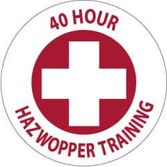 NMC - 40 Hour Hazwopper Training, Hard Hat Label - Red on White, 2" Thick, For Accident Prevention - Americas Industrial Supply