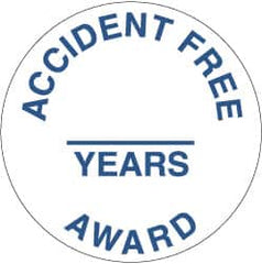 NMC - Accident Free Award - ______ Years, Hard Hat Label - Blue on White, 2" Thick, For Accident Prevention - Americas Industrial Supply