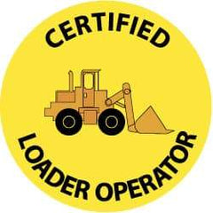 NMC - Certified Loader Operator, Hard Hat Label - Black & Orange on Yellow, 2" Thick, For Certified Operator - Americas Industrial Supply