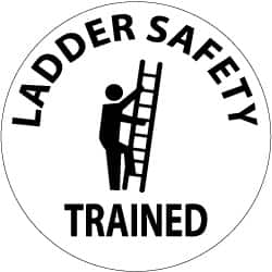 NMC - Ladder Safety Trained, Hard Hat Label - Black on White, 2" Thick, For Accident Prevention - Americas Industrial Supply