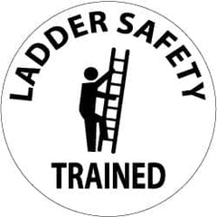 NMC - Ladder Safety Trained, Hard Hat Label - Black on White, 2" Thick, For Accident Prevention - Americas Industrial Supply
