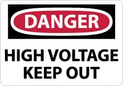 NMC - "Danger - High Voltage - Keep Out", 7" Long x 10" Wide, Aluminum Safety Sign - Rectangle, 0.04" Thick, Use for Accident Prevention - Americas Industrial Supply