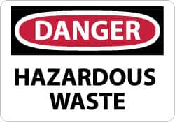 NMC - "Danger - Hazardous Waste", 7" Long x 10" Wide, Aluminum Safety Sign - Rectangle, 0.04" Thick, Use for Hazardous Materials - Americas Industrial Supply