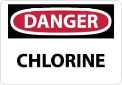 NMC - "Danger - Chlorine", 7" Long x 10" Wide, Aluminum Safety Sign - Rectangle, 0.04" Thick, Use for Hazardous Materials - Americas Industrial Supply