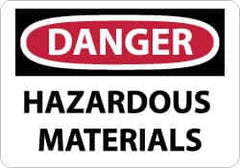 NMC - "Danger - Hazardous Materials", 7" Long x 10" Wide, Aluminum Safety Sign - Rectangle, 0.04" Thick, Use for Hazardous Materials - Americas Industrial Supply