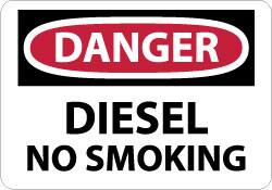 NMC - "Danger - Diesel - No Smoking", 7" Long x 10" Wide, Aluminum Safety Sign - Rectangle, 0.04" Thick, Use for Accident Prevention - Americas Industrial Supply