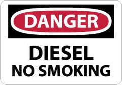 NMC - "Danger - Diesel - No Smoking", 7" Long x 10" Wide, Aluminum Safety Sign - Rectangle, 0.04" Thick, Use for Accident Prevention - Americas Industrial Supply
