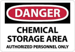 NMC - "Danger - Chemical Storage Area - Authorized Personnel Only", 7" Long x 10" Wide, Rigid Plastic Safety Sign - Rectangle, 0.05" Thick, Use for Security & Admittance - Americas Industrial Supply