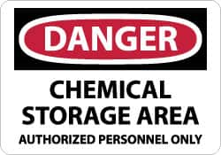 NMC - "Danger - Chemical Storage Area - Authorized Personnel Only", 7" Long x 10" Wide, Pressure-Sensitive Vinyl Safety Sign - Rectangle, 0.004" Thick, Use for Security & Admittance - Americas Industrial Supply