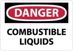 NMC - "Danger - Combustible Liquids", 7" Long x 10" Wide, Aluminum Safety Sign - Rectangle, 0.04" Thick, Use for Hazardous Materials - Americas Industrial Supply