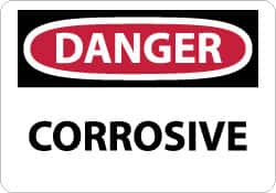 NMC - "Danger - Corrosive", 7" Long x 10" Wide, Pressure-Sensitive Vinyl Safety Sign - Rectangle, 0.004" Thick, Use for Hazardous Materials - Americas Industrial Supply