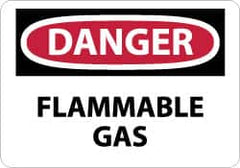 NMC - "Danger - Flammable Gas", 7" Long x 10" Wide, Aluminum Safety Sign - Rectangle, 0.04" Thick, Use for Hazardous Materials - Americas Industrial Supply