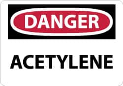 NMC - "Danger - Acetylene", 7" Long x 10" Wide, Aluminum Safety Sign - Rectangle, 0.04" Thick, Use for Hazardous Materials - Americas Industrial Supply