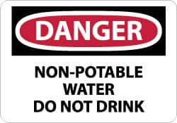 NMC - "Danger - Non-Potable Water - Do Not Drink", 7" Long x 10" Wide, Aluminum Safety Sign - Rectangle, 0.04" Thick, Use for Accident Prevention - Americas Industrial Supply