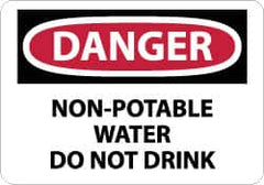 NMC - "Danger - Non-Potable Water - Do Not Drink", 10" Long x 14" Wide, Pressure-Sensitive Vinyl Safety Sign - Rectangle, 0.004" Thick, Use for Accident Prevention - Americas Industrial Supply