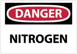 NMC - "Danger - Nitrogen", 10" Long x 14" Wide, Rigid Plastic Safety Sign - Rectangle, 0.05" Thick, Use for Hazardous Materials - Americas Industrial Supply