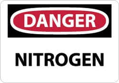 NMC - "Danger - Nitrogen", 7" Long x 10" Wide, Aluminum Safety Sign - Rectangle, 0.04" Thick, Use for Hazardous Materials - Americas Industrial Supply