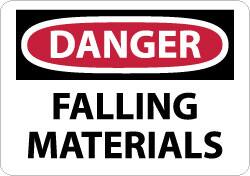 NMC - "Danger - Falling Materials", 7" Long x 10" Wide, Aluminum Safety Sign - Rectangle, 0.04" Thick, Use for Accident Prevention - Americas Industrial Supply