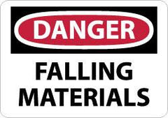 NMC - "Danger - Falling Materials", 7" Long x 10" Wide, Aluminum Safety Sign - Rectangle, 0.04" Thick, Use for Accident Prevention - Americas Industrial Supply