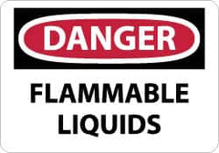 NMC - "Danger - Flammable Liquids", 7" Long x 10" Wide, Aluminum Safety Sign - Rectangle, 0.04" Thick, Use for Hazardous Materials - Americas Industrial Supply
