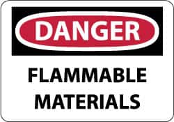 NMC - "Danger - Flammable Materials", 7" Long x 10" Wide, Aluminum Safety Sign - Rectangle, 0.04" Thick, Use for Hazardous Materials - Americas Industrial Supply