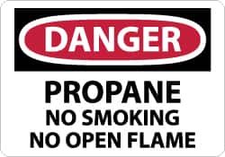 NMC - "Danger - Propane - No Smoking - No Open Flame", 7" Long x 10" Wide, Aluminum Safety Sign - Rectangle, 0.04" Thick, Use for Accident Prevention - Americas Industrial Supply