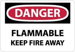 NMC - Danger - Flammable - Keep Fire Away, Aluminum Fire Sign - 10" Wide x 7" High - Americas Industrial Supply