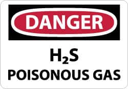 NMC - "Danger - H2s - Poisonous Gas", 7" Long x 10" Wide, Aluminum Safety Sign - Rectangle, 0.04" Thick, Use for Hazardous Materials - Americas Industrial Supply