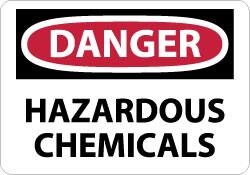 NMC - "Danger - Hazardous Chemicals", 7" Long x 10" Wide, Aluminum Safety Sign - Rectangle, 0.04" Thick, Use for Hazardous Materials - Americas Industrial Supply